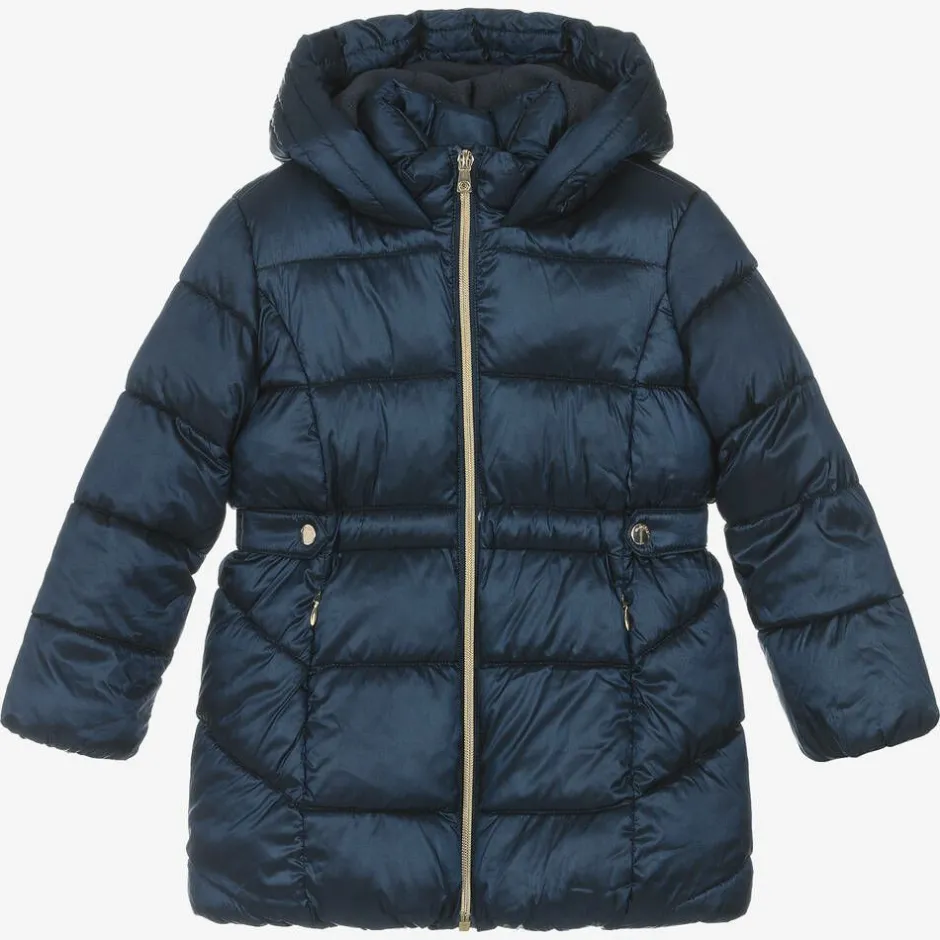 Mayoral Girls Navy Blue Hooded Puffer Coat Discount