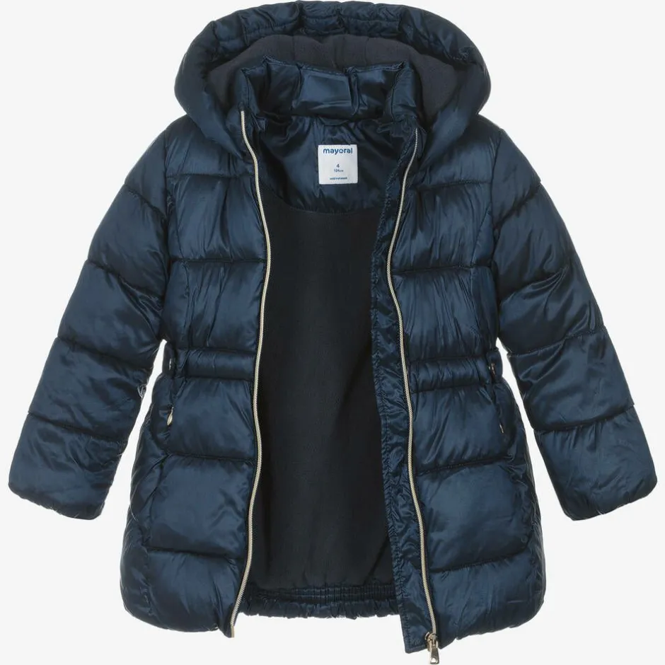 Mayoral Girls Navy Blue Hooded Puffer Coat Discount