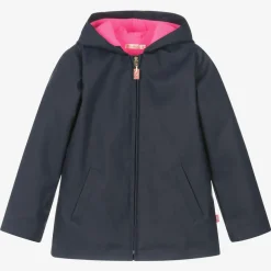 Billieblush Girls Navy Blue Hooded Raincoat Discount