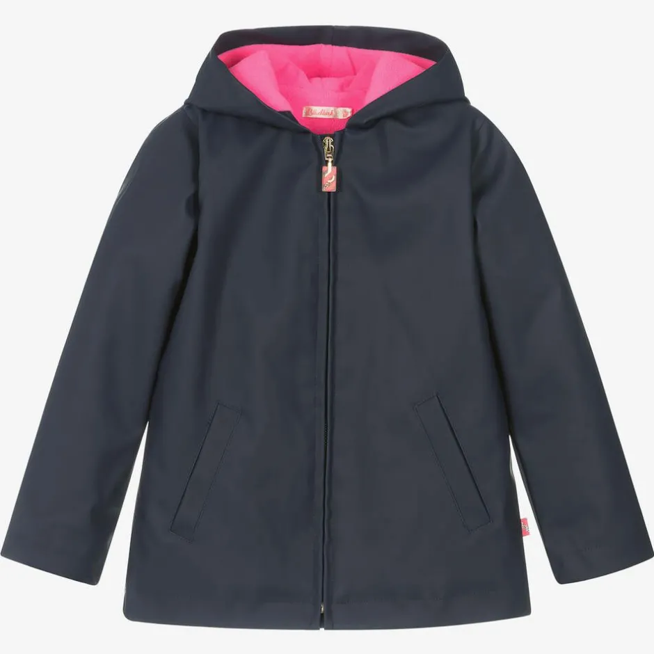 Billieblush Girls Navy Blue Hooded Raincoat Discount