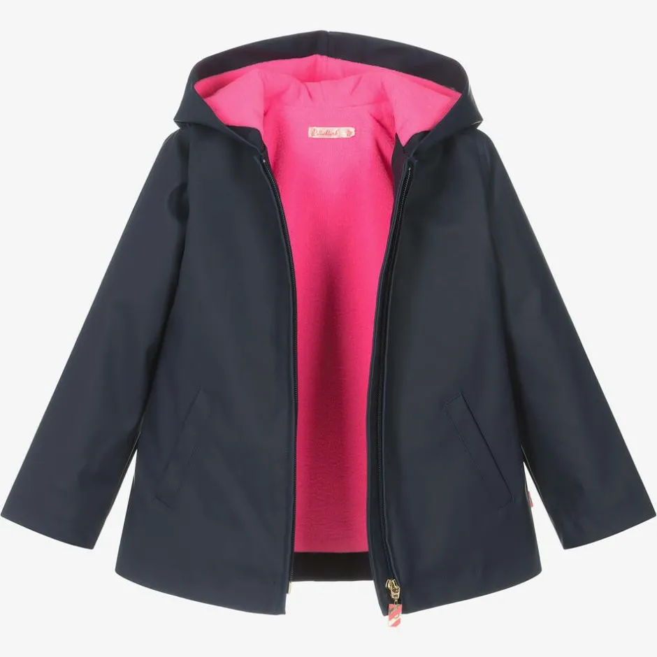 Billieblush Girls Navy Blue Hooded Raincoat Discount