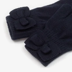 Mayoral Girls Navy Blue Knitted Bow Gloves Hot