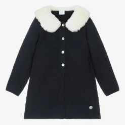 ArtesanĂa Granlei Girls Navy Blue Knitted Coat Sale