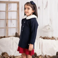 Artesanía Granlei Girls Navy Blue Knitted Coat Sale