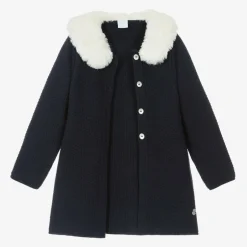 Artesanía Granlei Girls Navy Blue Knitted Coat Sale