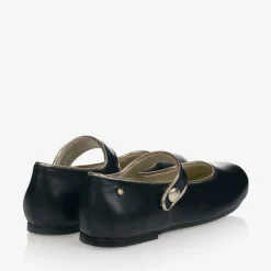 Manuela de Juan Girls Navy Blue Leather Pumps New