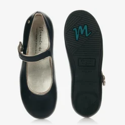 Manuela de Juan Girls Navy Blue Leather Pumps New