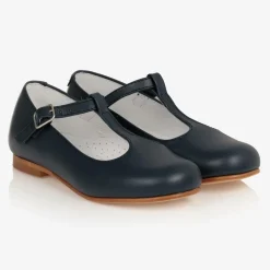 Beatrice amp; George Girls Navy Blue Leather T-Bar Shoes Hot