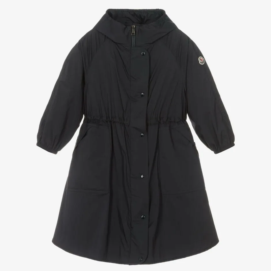 Moncler Enfant Girls Navy Blue Lins Coat Outlet