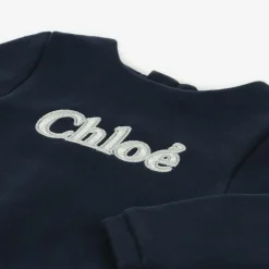 Chloé Girls Navy Blue Organic Cotton Dress New