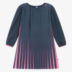 Billieblush Girls Navy Blue Pleated Satin Dress Best