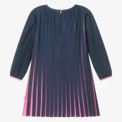 Billieblush Girls Navy Blue Pleated Satin Dress Best
