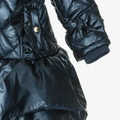 Caramelo Kids Girls Navy Blue Quilted Hooded Coat Clearance