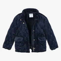 Mayoral Girls Navy Blue Quilted Velvet Jacket Sale