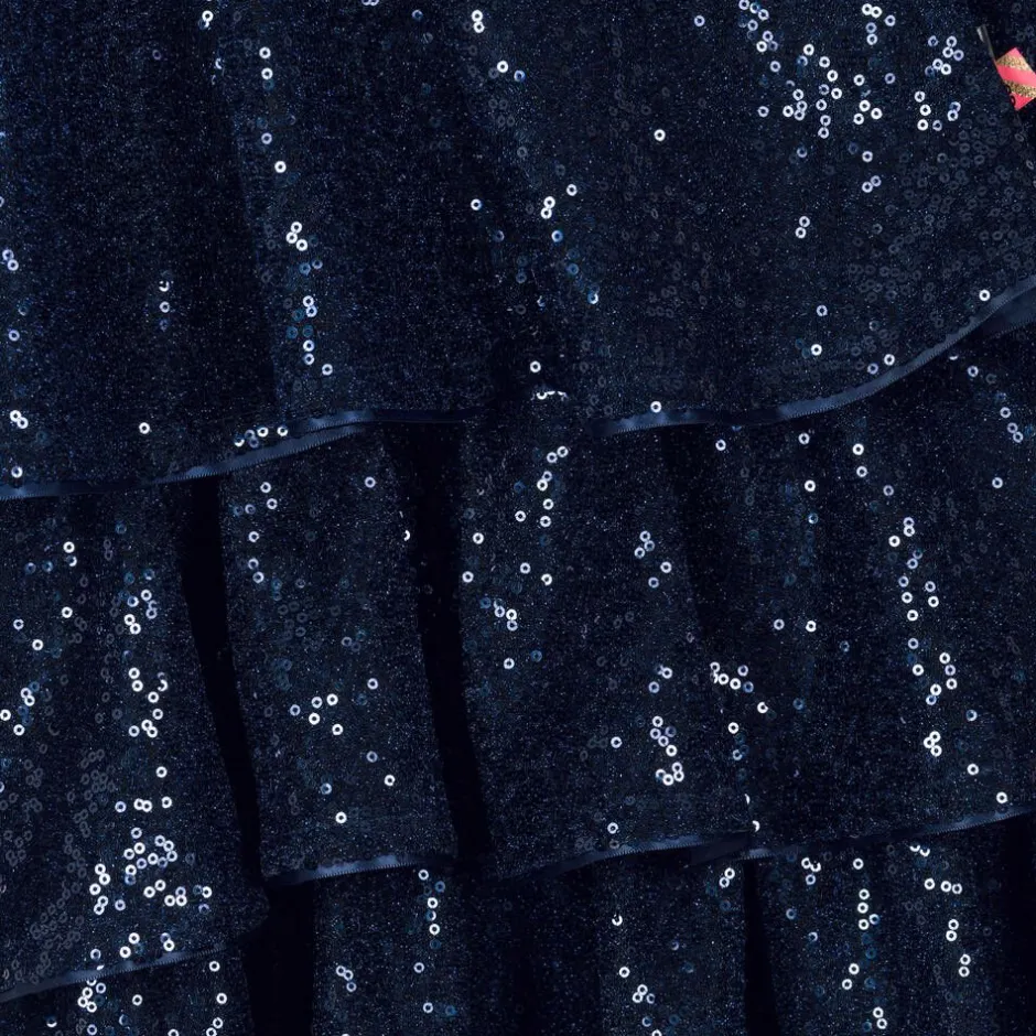 Billieblush Girls Navy Blue Sequin Flounced Dress Clearance