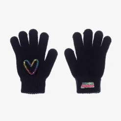 Billieblush Girls Navy Blue Sequin Heart Gloves Discount