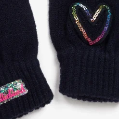 Billieblush Girls Navy Blue Sequin Heart Gloves Discount