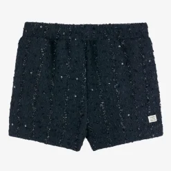Le Chic Girls Navy Blue Sequinned Shorts
