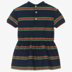 Gucci Girls Navy Blue Striped Web Polo Dress Online