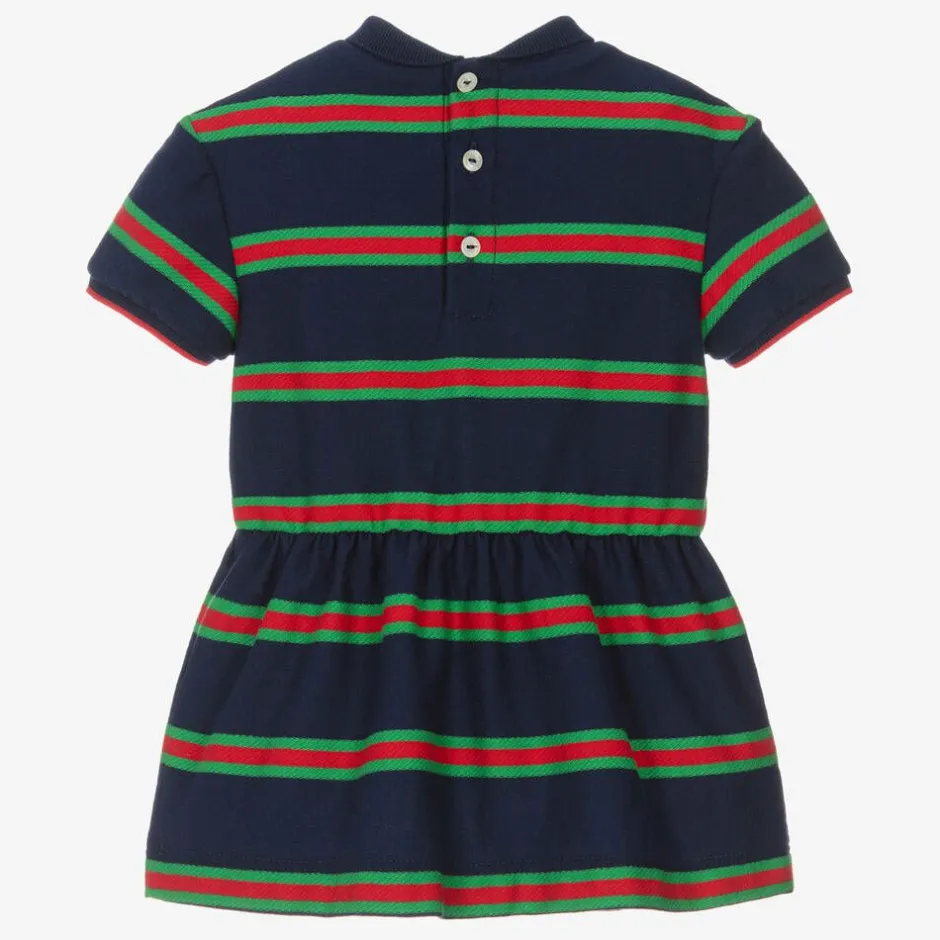 Gucci Girls Navy Blue Striped Web Polo Dress Online