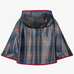 Dolce amp; Gabbana Girls Navy Blue Tartan Rain Cape