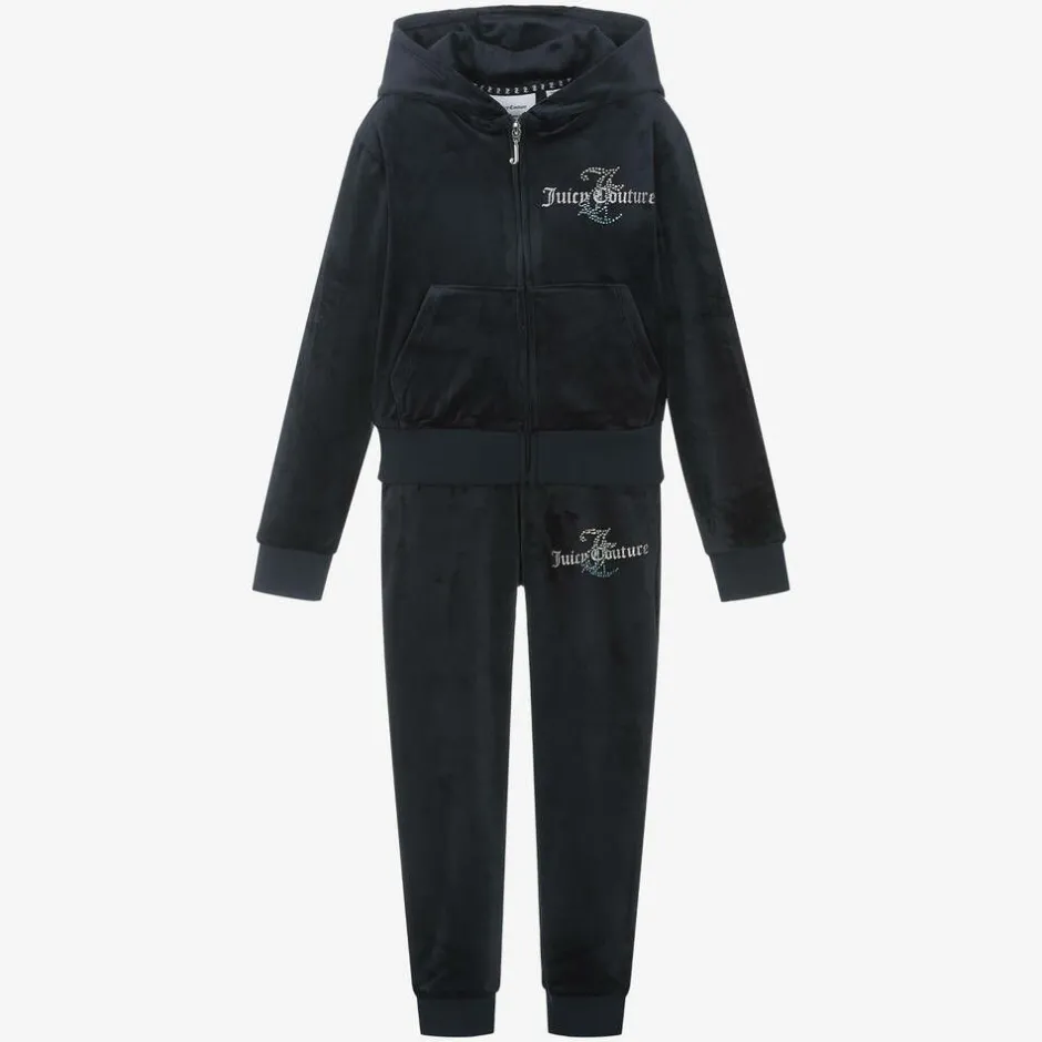 Juicy Couture Girls Navy Blue Velour Tracksuit Sale