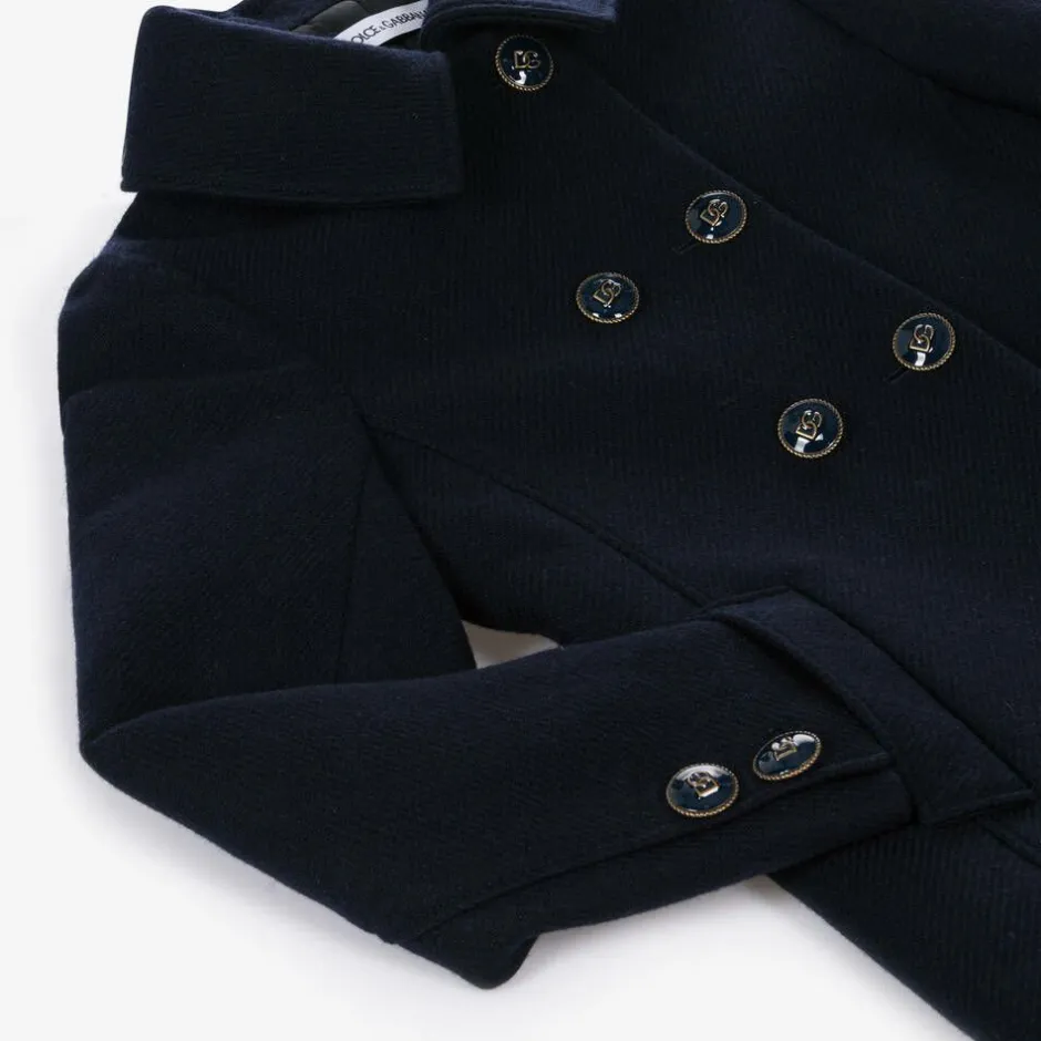 Dolce amp; Gabbana Girls Navy Blue Wool Coat Sale