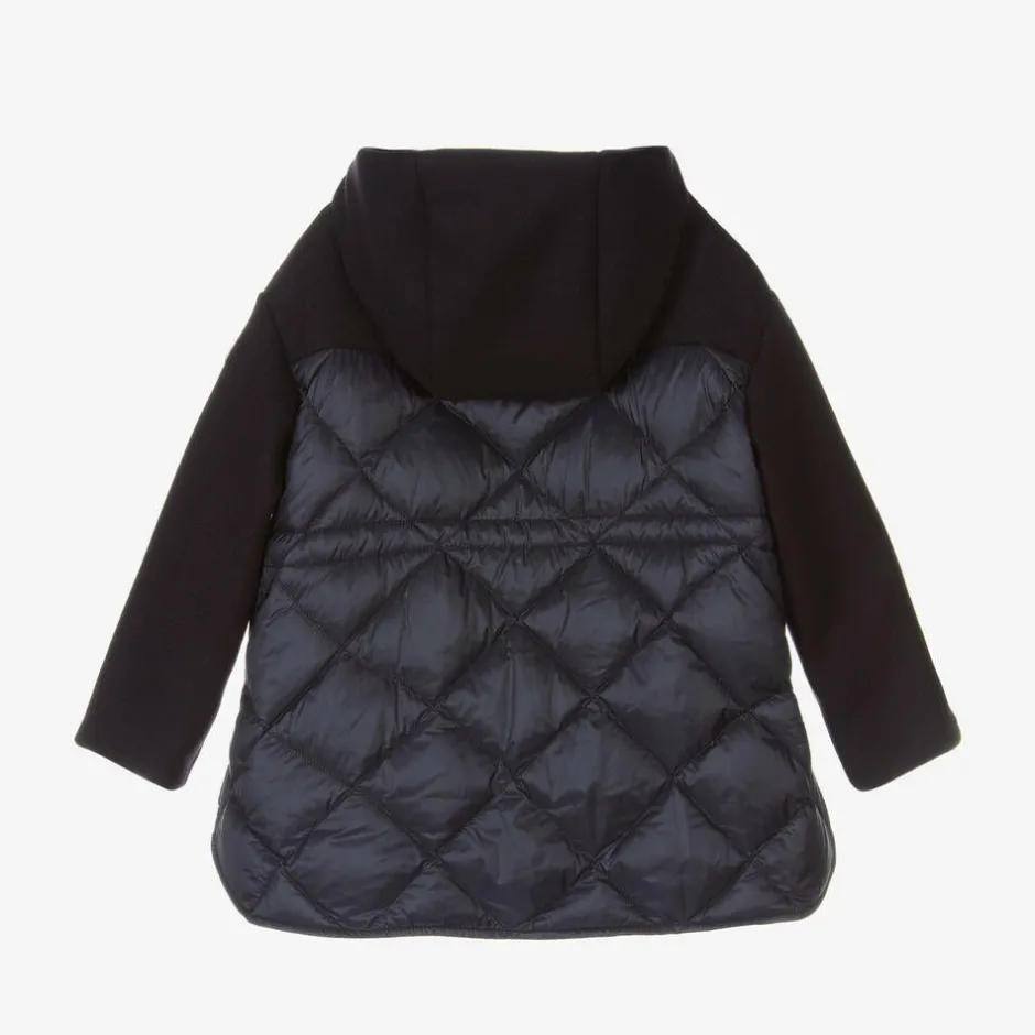 Moncler Enfant Girls Navy Blue Wool Coat Discount