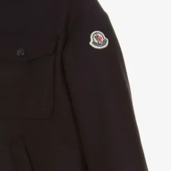 Moncler Enfant Girls Navy Blue Wool Coat Discount