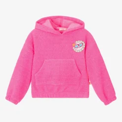 Billieblush Girls Neon Pink Glittery Flower Hoodie Clearance