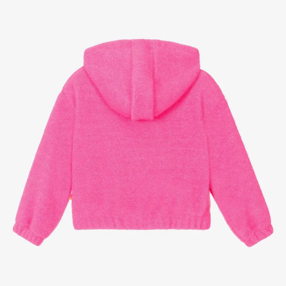 Billieblush Girls Neon Pink Glittery Flower Hoodie Clearance
