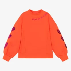 Agatha Ruiz de la Prada Girls Orange Cotton Heart Sweatshirt Discount