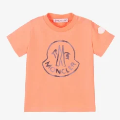 Moncler Enfant Girls Orange Cotton Logo T-Shirt Sale