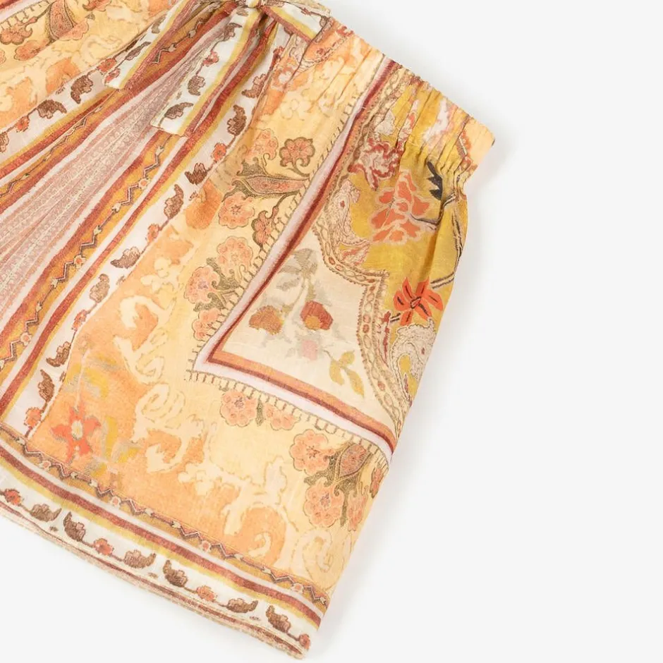 Zimmermann Girls Orange Patterned Cotton Shorts mustardmulti Clearance