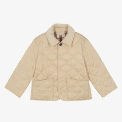 Burberry Girls Pale Beige Quilted Jacket PaleStone Clearance