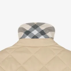 Burberry Girls Pale Beige Quilted Jacket PaleStone Clearance
