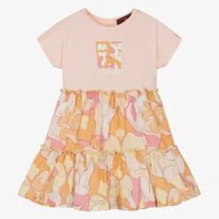 AIGNER Girls Pale Pink & Orange Cotton Dress Discount