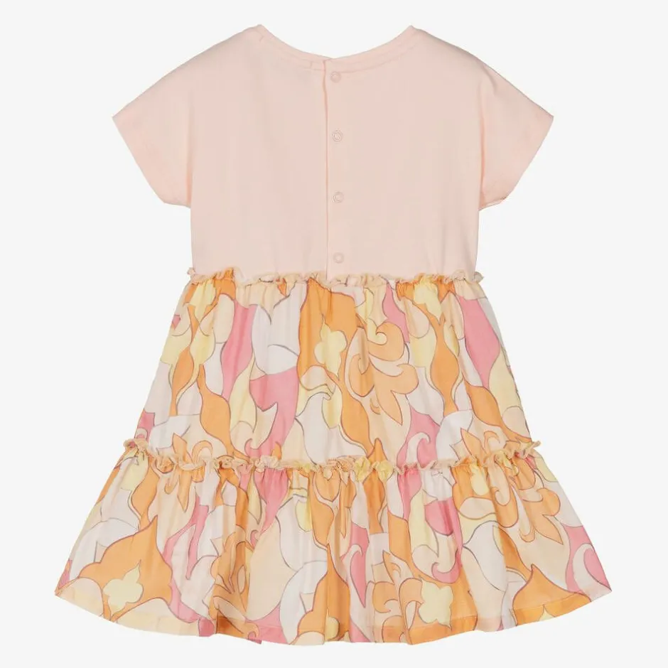 AIGNER Girls Pale Pink & Orange Cotton Dress Discount