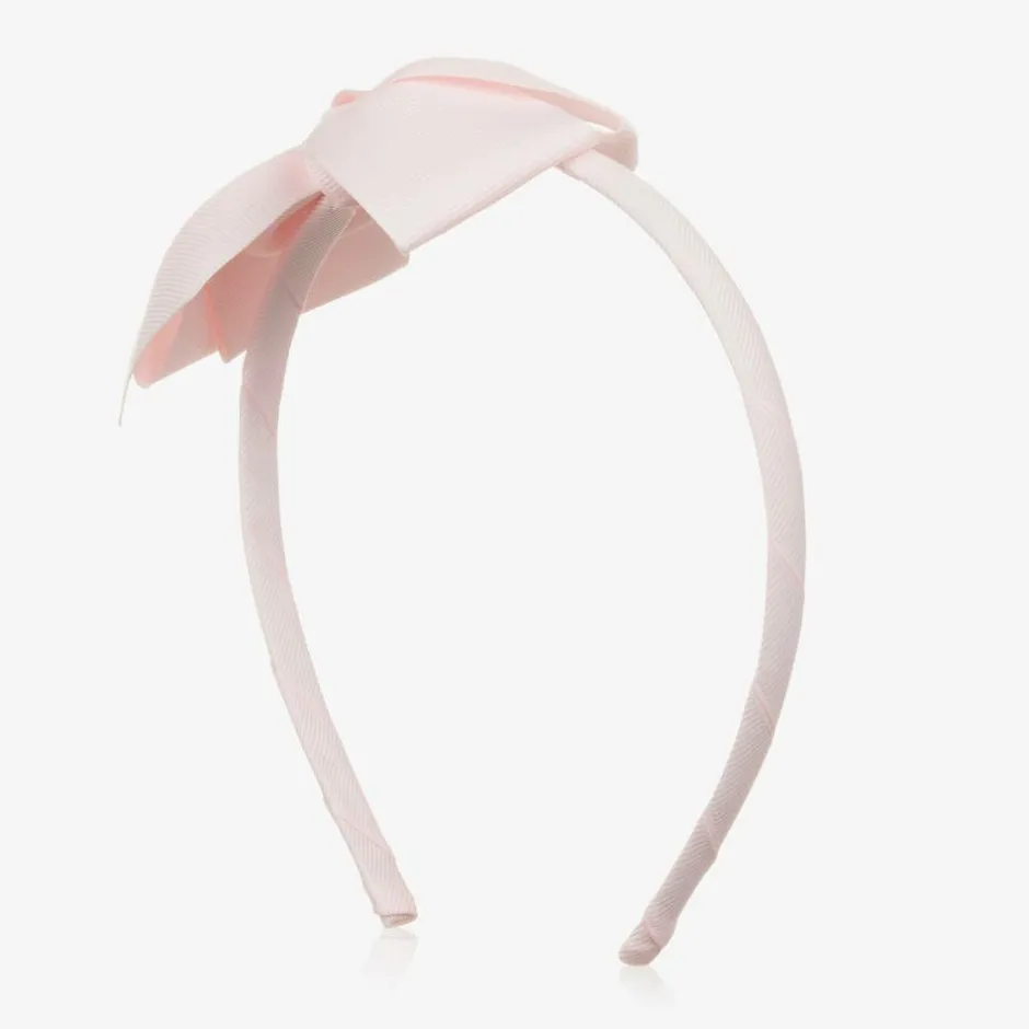 Peach Ribbons Girls Pale Pink Bow Hairband