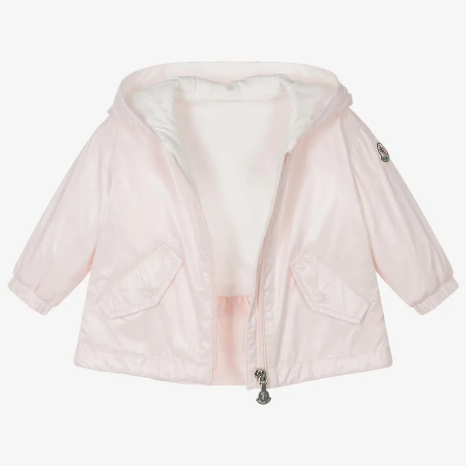 Moncler Enfant Girls Pale Pink Camelien Hooded Jacket