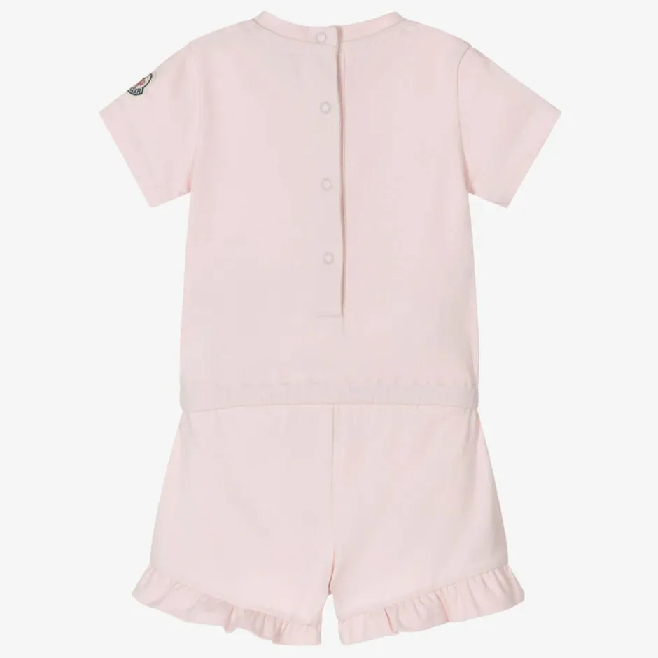 Moncler Enfant Girls Pale Pink Cotton Playsuit Online