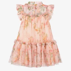 Angels Face Girls Pale Pink Floral Dress Peach New