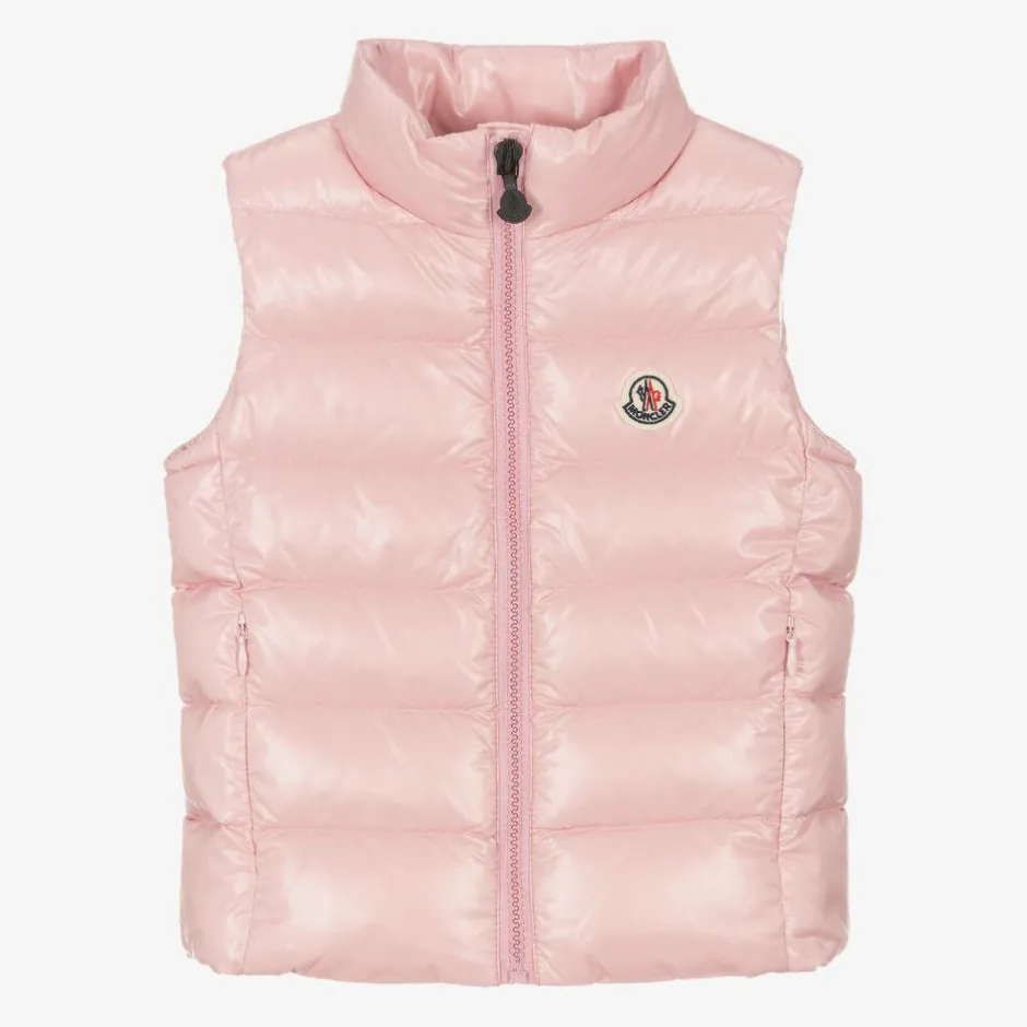 Moncler Enfant Girls Pale Pink Ghany Down Padded Gilet