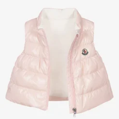 Moncler Enfant Girls Pale Pink Hiva Down Puffer Gilet Best