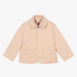 Burberry Girls Pale Pink Quilted Jacket ApricotPink Online