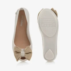 Mini Melissa Girls Pearlescent Beige Jelly Ballerinas Online