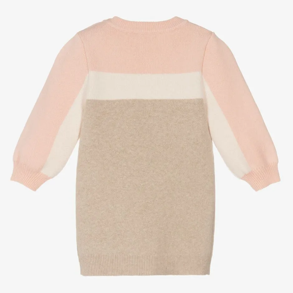 Chloé Girls Pink & Beige Cotton Sweater Dress Best