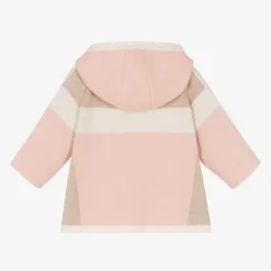 Chloé Girls Pink & Beige Cotton Knit Cardigan Hot