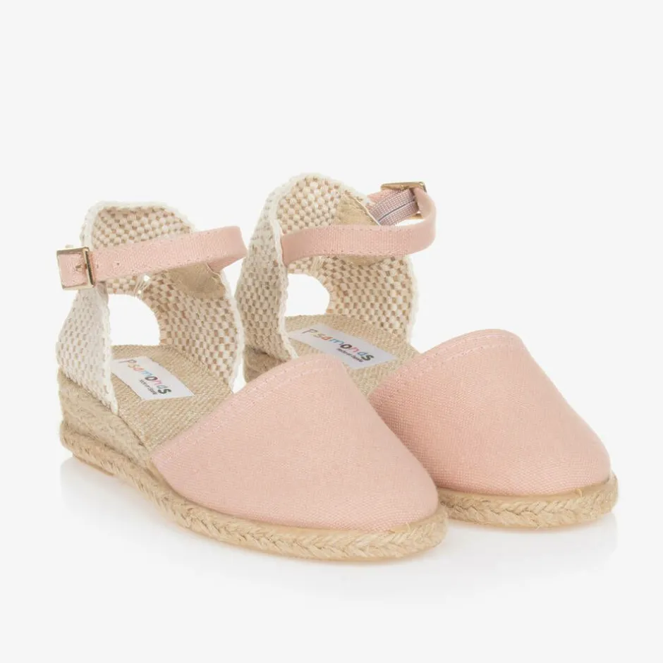 Pisamonas Girls Pink & Beige Wedge Espadrilles Discount