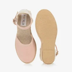 Pisamonas Girls Pink & Beige Wedge Espadrilles Discount